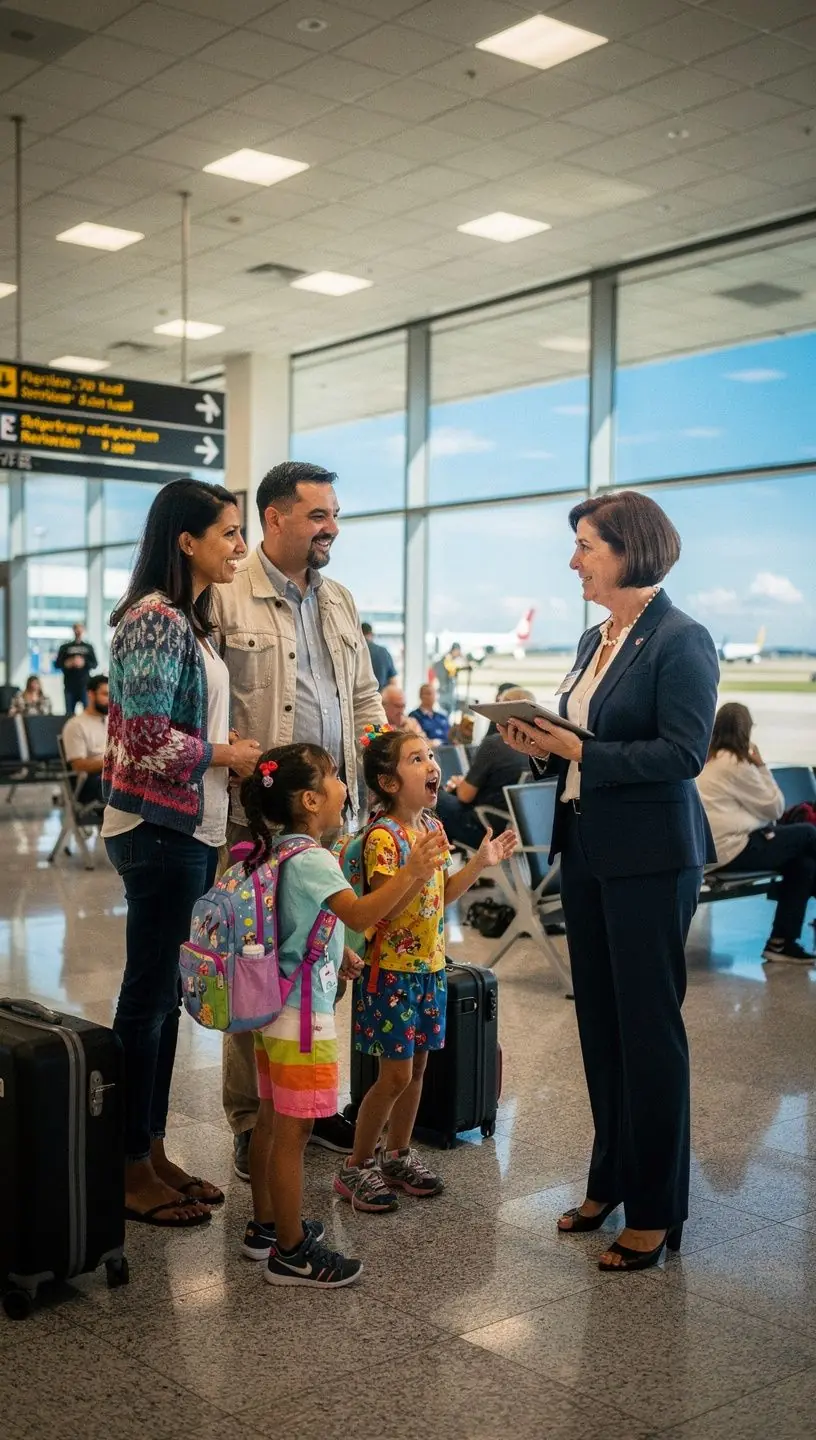 Mężczyzna pomagający dziecku w wózku inwalidzkim podczas spaceru.