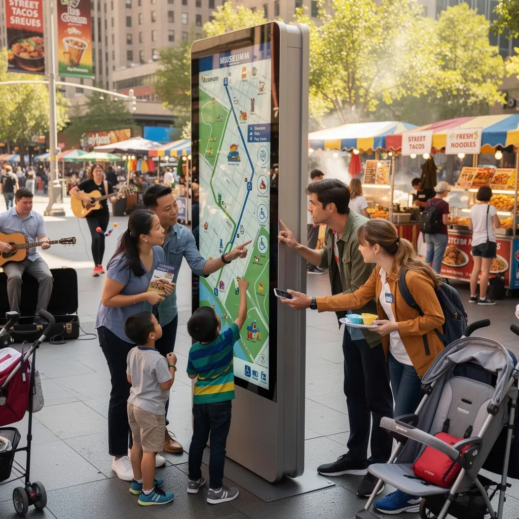 Rodzina spacerująca po parku narodowym w USA.